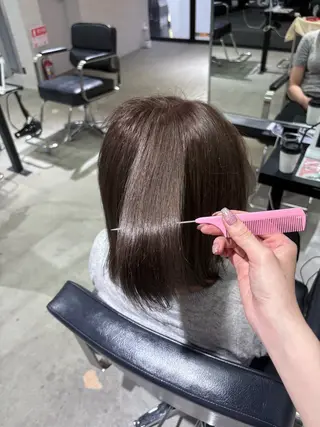 ミディアム カラー 大阪ハイトーン/ ピンク/ かえでのヘアスタイル