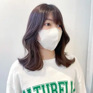 セミロング カラー 韓国レイヤーカット/ ダブルカラーのヘアスタイル