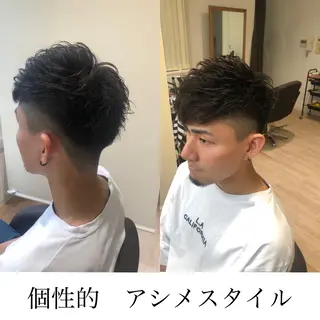 ショート カラー パーマ メンズ kiitos所属・関西センターパート メンズモデル募集のヘアスタイル