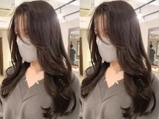 ロング カラー 透明感/オリーブ/ グレージュ/YUKAのヘアスタイル