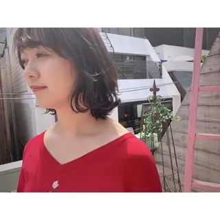 ミディアム カラー パーマ ヘアアレンジ 藤井 菜緒のヘアスタイル