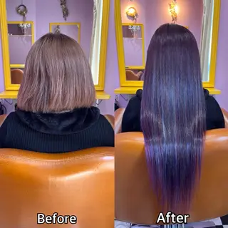 ロング シール＋ちび編み込み エクステ梅田🐨のヘアスタイル