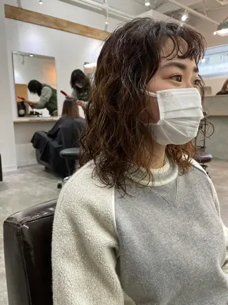 ミディアム パーマ パーマ/透明感カラー /ボブ/吉田一生のヘアスタイル