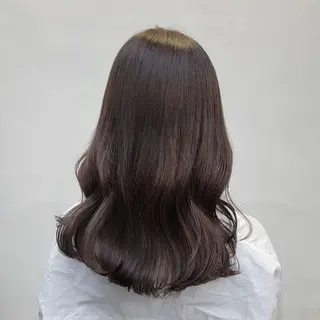 セミロング カラー 艶ブラウン/赤み消し /盛れる顔周りのヘアスタイル