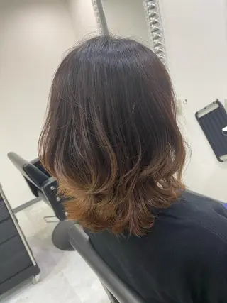 ミディアム カラー &chaLme   心斎橋所属・emi/髪質改善/ 韓国風/艶カラーのヘアスタイル