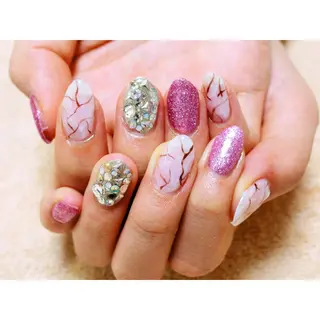 ネイル 痛ネイル/ワンホン/ フィルイン/長さだしのネイルデザイン