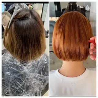 ショート け んブリーチ縮毛矯正のヘアスタイル