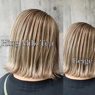 ミディアム mimiiy梅田 中崎町ハイトーンのヘアスタイル