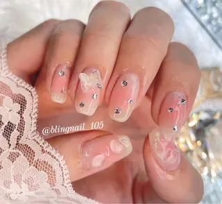 ネイル 23時まで❤︎韓国、 ワンホンネイルのネイルデザイン