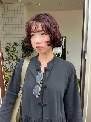 カラー パーマ ボブパーマ/パーマ ウルフパーマのヘアスタイル