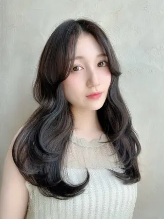 ロング カラー 新宿✨顔周りカット 韓国ヘア/坂本亜裟海のヘアスタイル