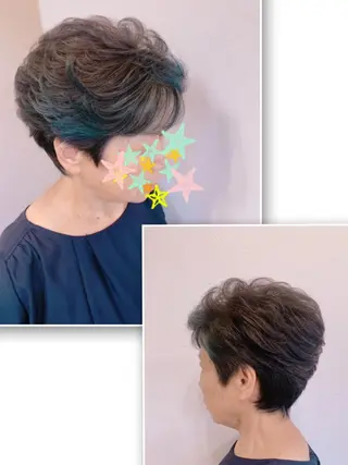 ショート カラー パーマ 小林 由里香のヘアスタイル