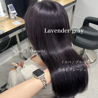 ロング カラー 暗髪🩶ラベンダー/ ブルー/ユウナ🤍のヘアスタイル