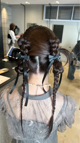 ヘアアレンジ さわ/博多/ ベージュ/ハイトーンのヘアスタイル