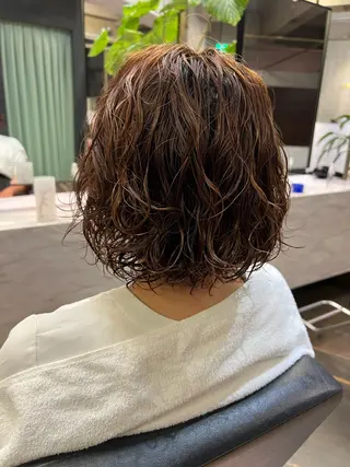 ミディアム パーマ パーマ、ストレート 🫧ちひろ🫧のヘアスタイル