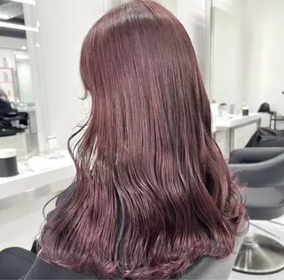 ロング 韓国ヘア/ブリーチ無 しWカラー/オリーブのヘアスタイル