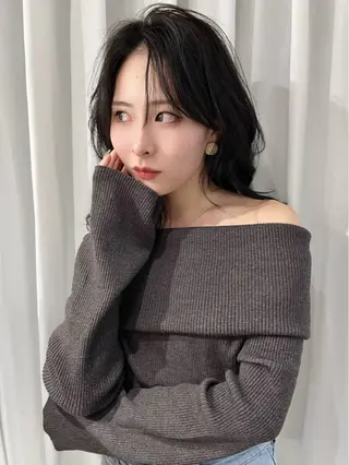 ミディアム カラー 韓国ハッシュカット/ 新宿/髪質改善/岡崎のヘアスタイル