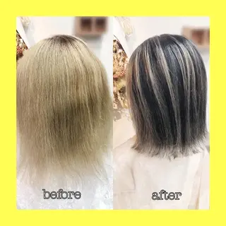 ミディアム カラー ケアブリーチ /髪質 改善/古橋圭史郎のヘアスタイル
