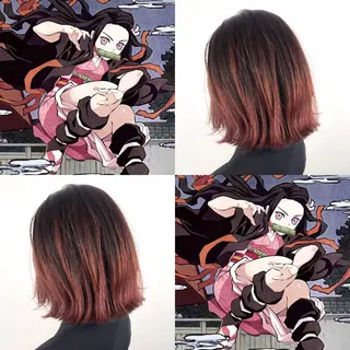 ミディアム カラー インナーカラー/ ストレート/奥野洸也のヘアスタイル