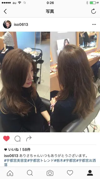 ロング カラー レイヤーカット匠 イソザキノリユキのヘアスタイル