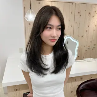 ロング カラー 韓国ヘア/髪質改善/ レイヤー/ブラウンのヘアスタイル