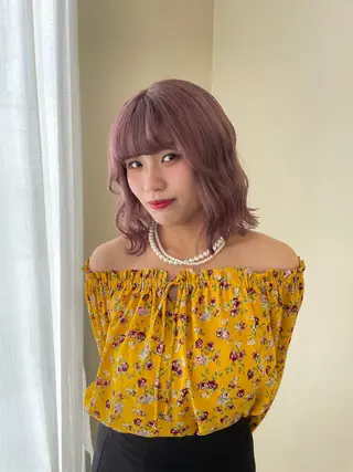 ミディアム カラー アイブロウリフト パーマモデル/はなのヘアスタイル