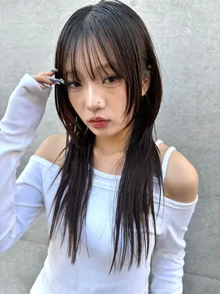 ロング カラー yumeka🩶ボブ 暖色/透け感カラーのヘアスタイル