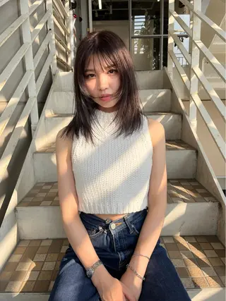 ミディアム カラー パーマ ヘアアレンジ umu.［韓国ヘア /ダウンパーマ］のヘアスタイル