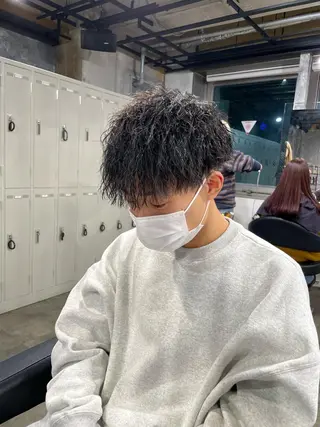 ショート パーマ メンズ 艶髪/透明感🪽 DISCO🪽のヘアスタイル