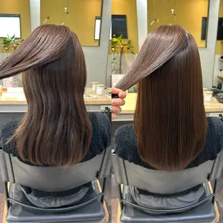 ロング パーマ hub hair レイヤー/透明感のヘアスタイル