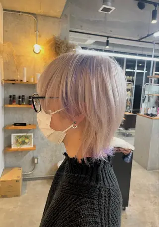 ミディアム カラー メンズ ハイトーンカラ ー/小川のヘアスタイル