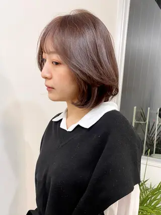 ショート カラー パーマ ヘアアレンジ メンズ キッズ ネイル マツエク・マツパ アイブロウ 韓国風×透明感カラー 髪質改善オタベシンヤのヘアスタイル