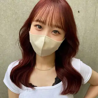 ミディアム カラー 盛れる顔周り /透明感/かりん🎀のヘアスタイル