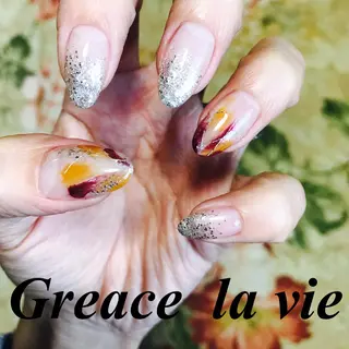 ミディアム カラー パーマ ヘアアレンジ キッズ ネイル マツエク・マツパ Greace la vie所属・Greace  la vieのネイルデザイン