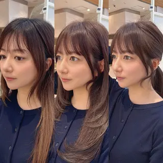 セミロング レイヤーカット/ 顔まわり/アオイのヘアスタイル