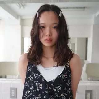 セミロング カラー パーマ 繭所属・こはる／ハードパーマ /癖毛風パーマ🧃のヘアスタイル