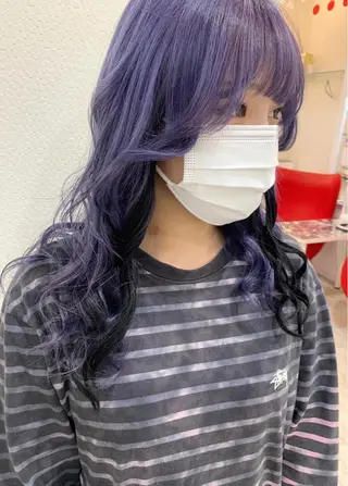 セミロング カラー ヘアアレンジ 今村公介 ブリーチ特化、派手髪のヘアスタイル