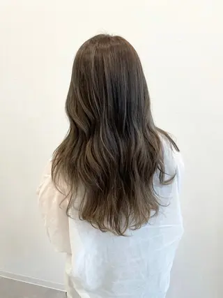 ロング カラー 縮毛矯正×髪質改善 カラー×クロスパーマのヘアスタイル