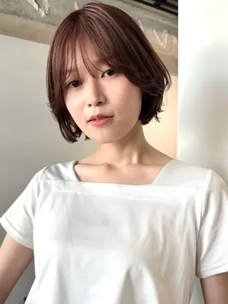 ショート カラー パーマ 🫧小顔×似合わせ× 透明感カラー🫧のヘアスタイル