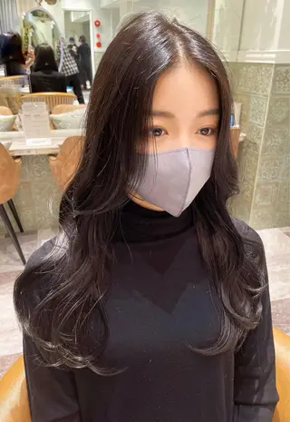 ミディアム カラー 木屋元一/透明感 /前髪/韓国ヘアのヘアスタイル