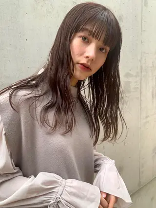 ロング カラー 髪質改善カラー&TR 縮毛矯正/弱酸性矯正のヘアスタイル