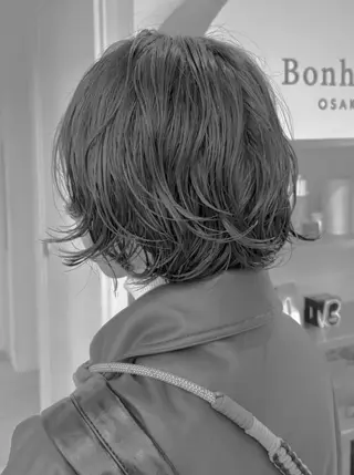 ミディアム パーマ レイヤーカット 西宮北口/みなみのヘアスタイル
