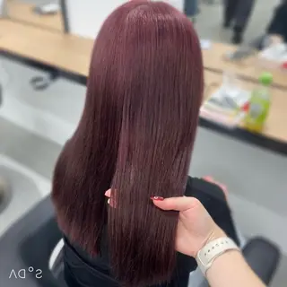 ロング カラー 💗愛され暖色💗 ピンク/レッド💗のヘアスタイル