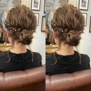 セミロング カラー ヘアアレンジ モモカ/ハイトーン /バレイヤージュのヘアスタイル