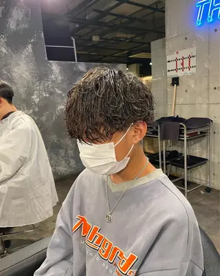 ショート パーマ メンズ 艶髪/透明感🪽 DISCO🪽のヘアスタイル