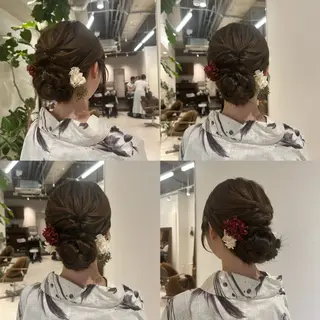 セミロング ヘアアレンジ ハイトーン/エクステ /🎀YUINA🎀のヘアスタイル