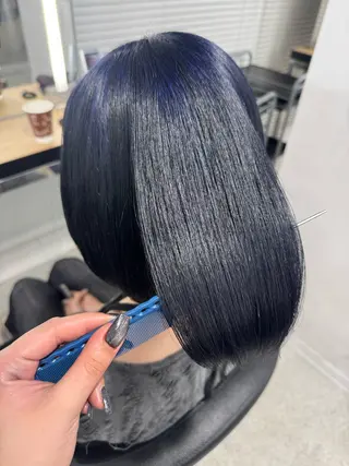 ミディアム カラー 暗髪🩶ラベンダー/ ブルー/ユウナ🤍のヘアスタイル