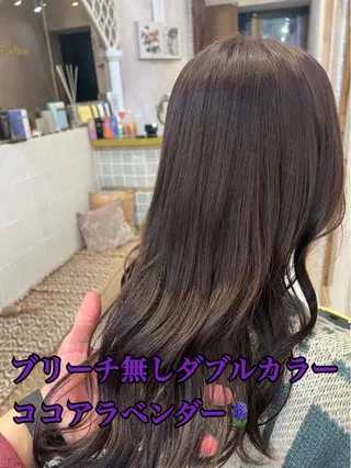 ロング カラー 縮毛矯正/ブリーチ なしダブルカラー輝希のヘアスタイル