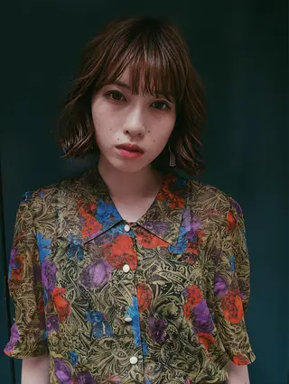 ミディアム カラー レイヤーカット/ パーマ/鎌田実奈歩のヘアスタイル