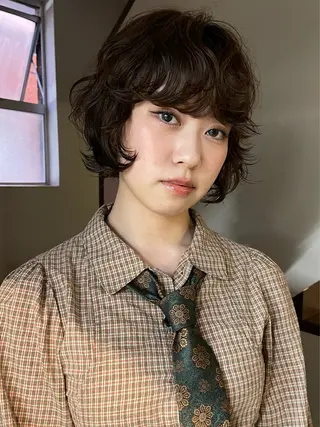 ショート パーマ 安部佑哉/ハイトーン /レイヤー/グランジのヘアスタイル